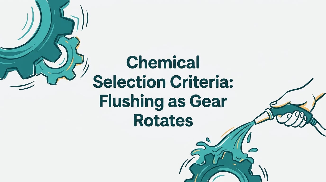 chemical selection criteria for flushing while gear is rotating